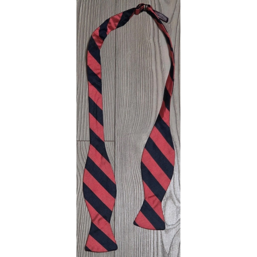 Royal Hanauer Bow Tie Mens Red Pink Blue Stripe Silk Made USA Woven England